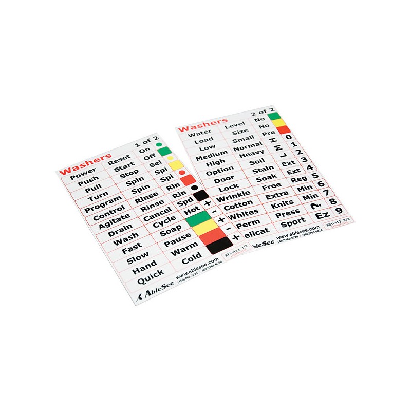 AbleSee Large Print Overlays - Washing Machine
